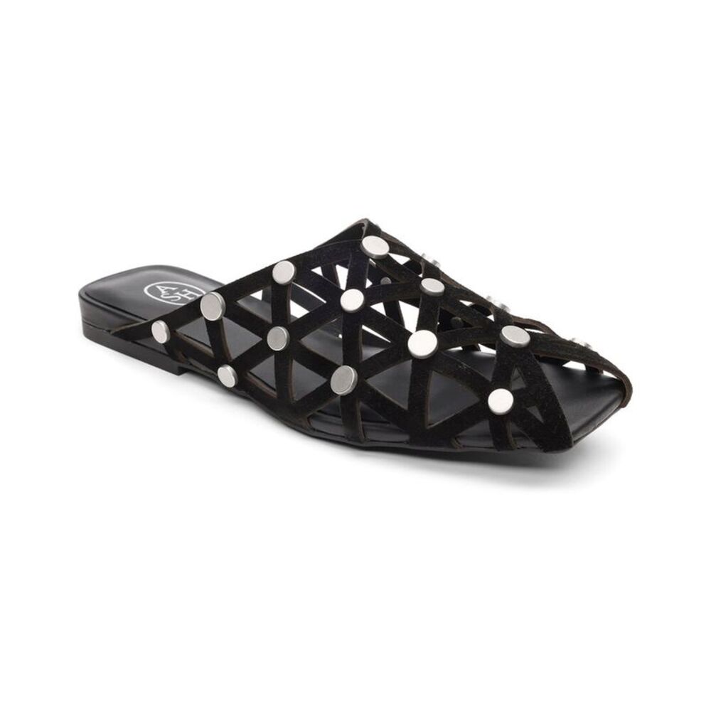 Ash Bone Suede Mule, Black